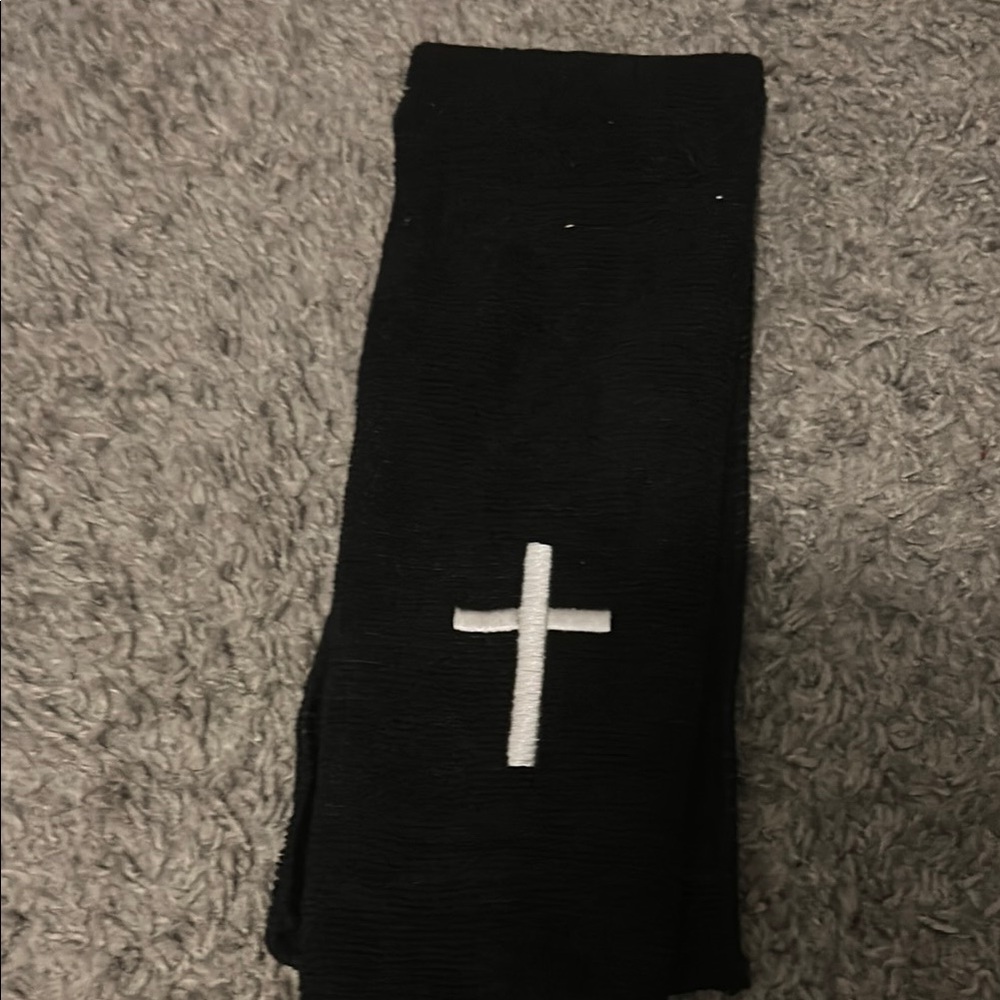 Black and White Leggings with Cross Emblem
